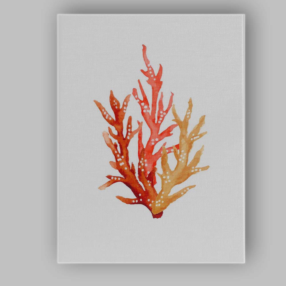 Watercolour Coral Branch Coastal Marine Illustration Canvas Wall Art Print Decor Picture Ready to Hang