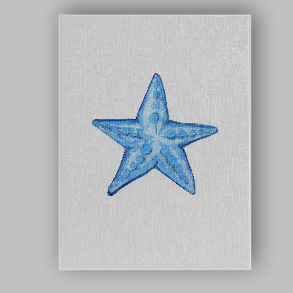 Blue Watercolour Starfish Coastal Marine Illustration Canvas Wall Art Print Decor Picture Ready to Hang
