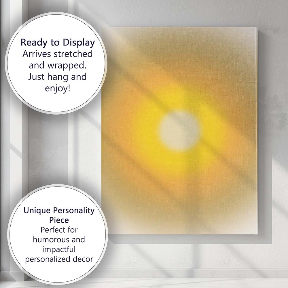 Abstract Golden Sun Glow Minimalist Gradient Canvas Wall Art Print Decor Picture Ready to Hang