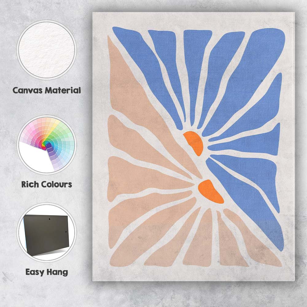 Minimalist Blue Beige Abstract Botanical Floral Shapes Canvas Wall Art Print Decor Picture Ready to Hang