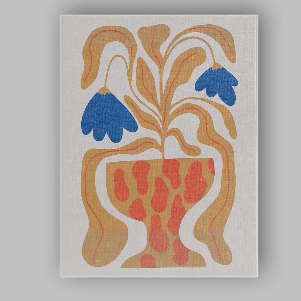 Scandinavian Blue Bell Flowers Decorative Vase Botanical Illustration Canvas Wall Art Print Decor Picture Ready to Hang