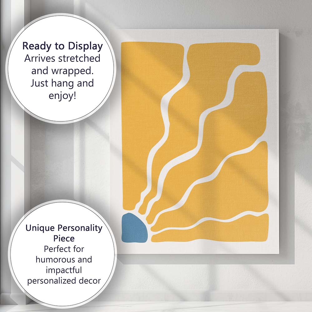 Minimalist Mustard Yellow Abstract Organic Shapes Canvas Wall Art Print Decor Picture Ready to Hang
