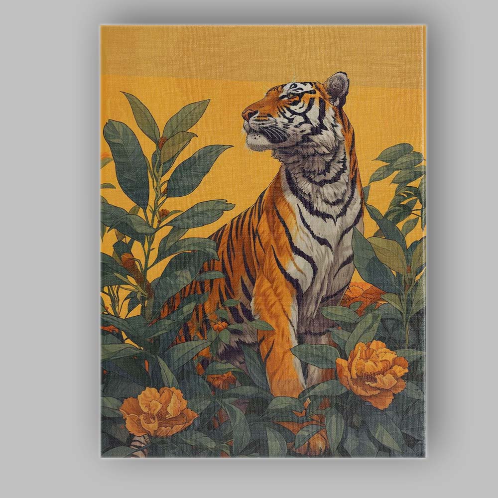 Majestic Bengal Tiger Jungle Botanical Wildlife Canvas Wall Art Print Decor Picture Ready to Hang