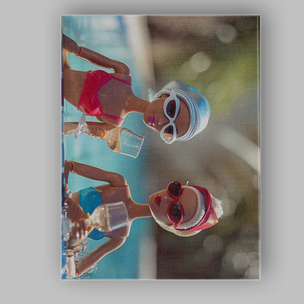 Luxury Barbie Friends Poolside Cocktails Summer Party Canvas Wall Art Print Decor Picture Ready to Hang