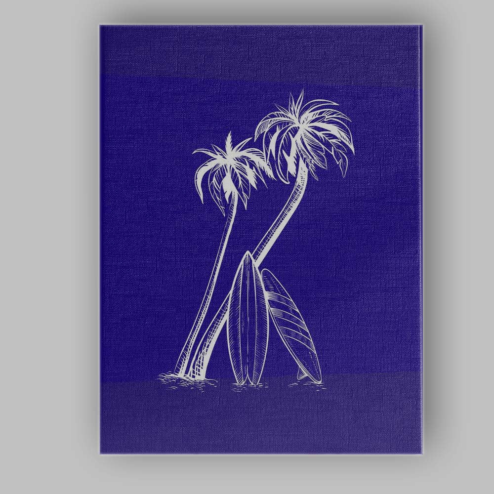 White Tropical Palm Trees With Surfboards Coastal Illustration Canvas Wall Art Print Decor Picture Ready to Hang