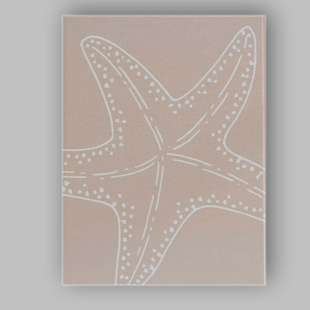 Minimalist Beige White Starfish Coastal Illustration Canvas Wall Art Print Decor Picture Ready to Hang