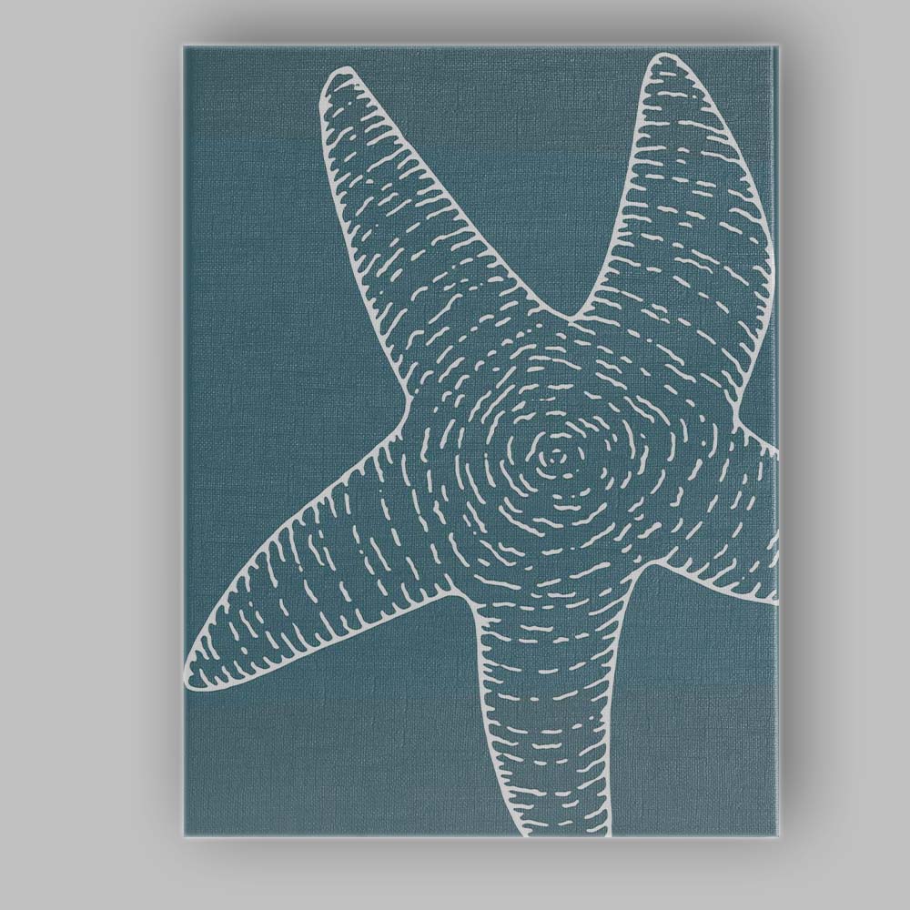 Dark Teal Coastal Starfish Minimalist Illustration Canvas Wall Art Print Decor Picture Ready to Hang