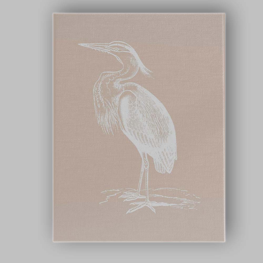 Minimalist White Coastal Heron Bird Illustration Canvas Wall Art Print Decor Picture Ready to Hang