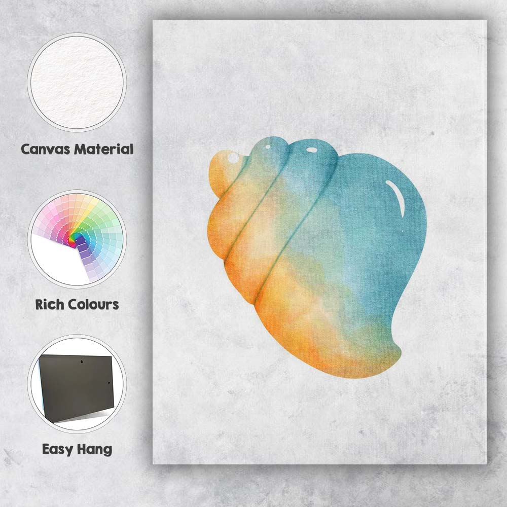 Pastel Watercolour Seashell Coastal Illustration Canvas Wall Art Print Decor Picture Ready to Hang