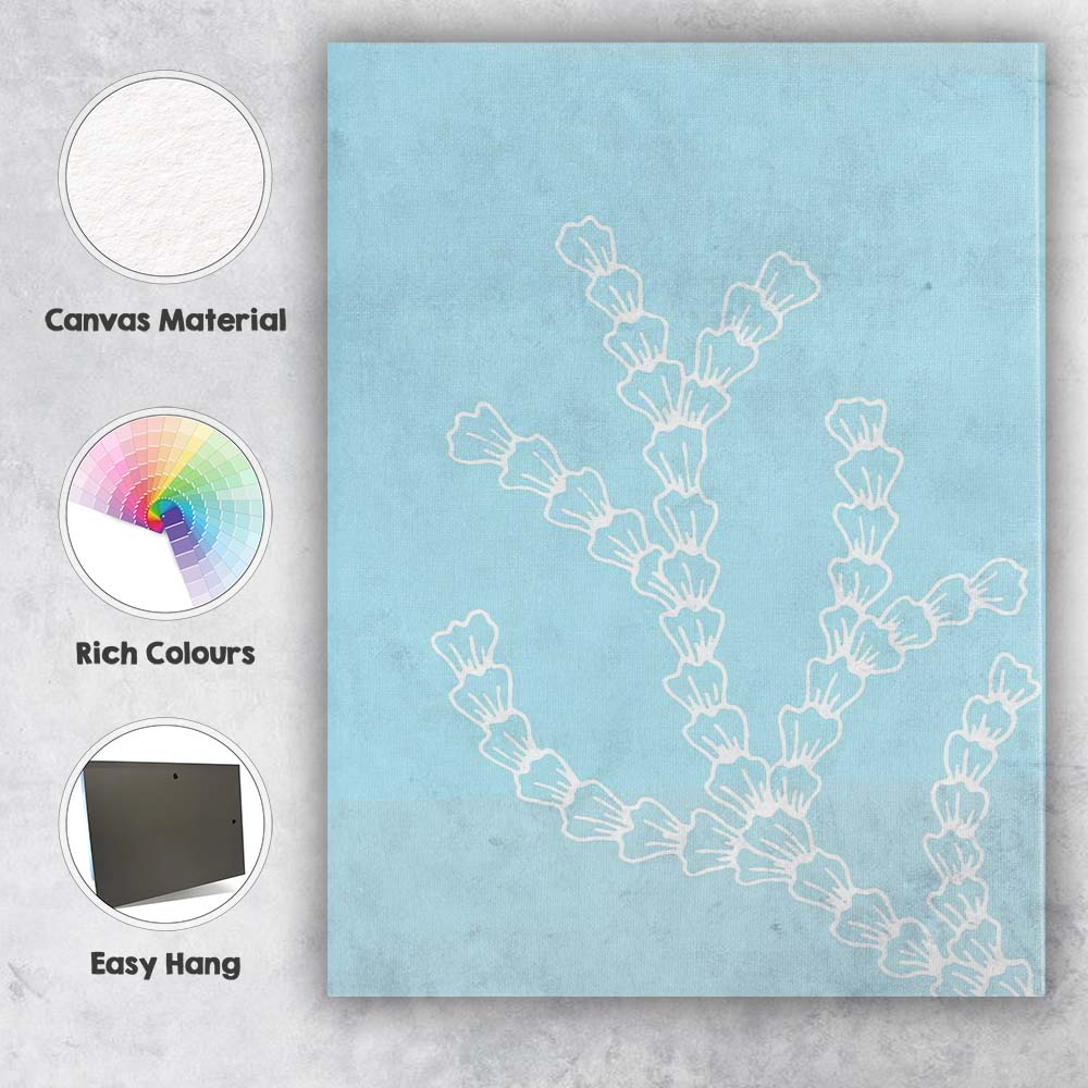 Minimalist White Sea Fan Coral Coastal Illustration Canvas Wall Art Print Decor Picture Ready to Hang