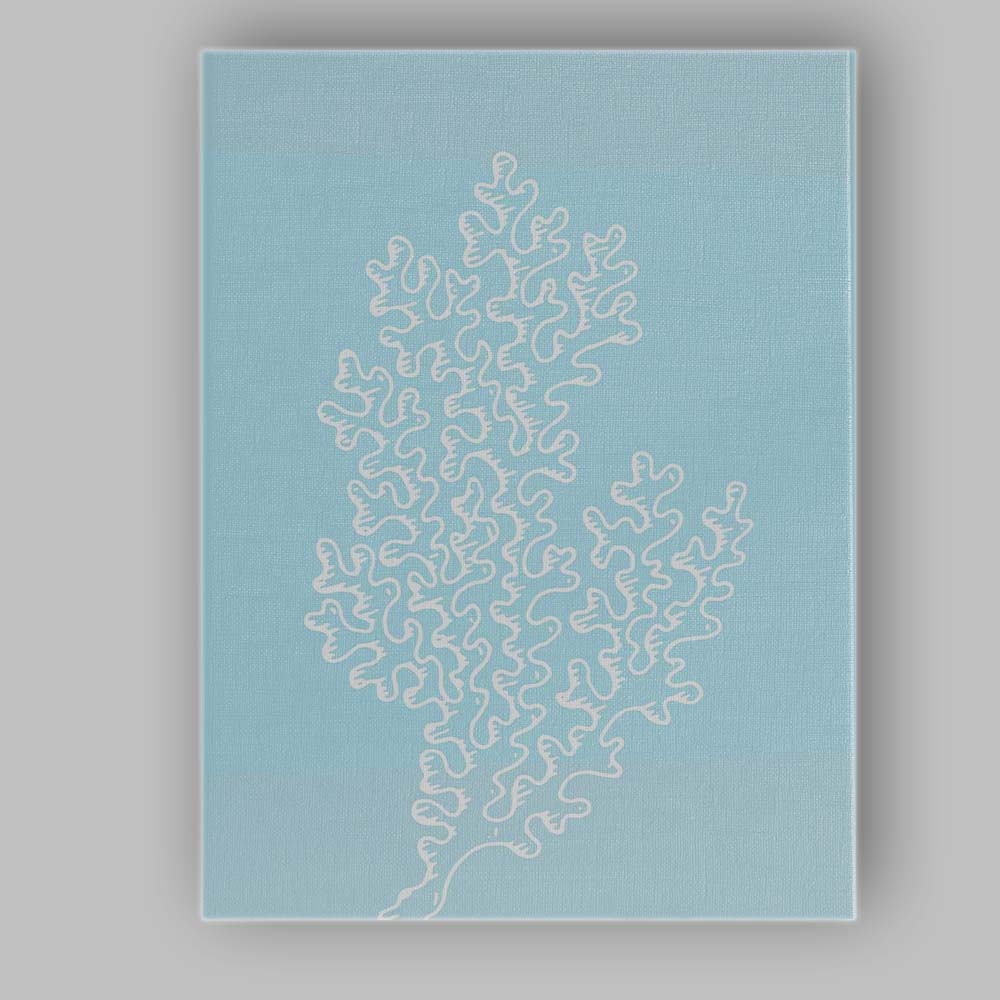 Light Blue Coastal Sea Fan Coral Illustration Canvas Wall Art Print Decor Picture Ready to Hang