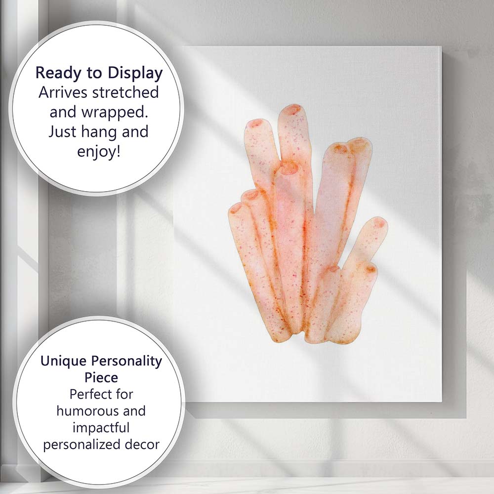 Pink Watercolour Tube Coral Coastal Illustration Canvas Wall Art Print Decor Picture Ready to Hang