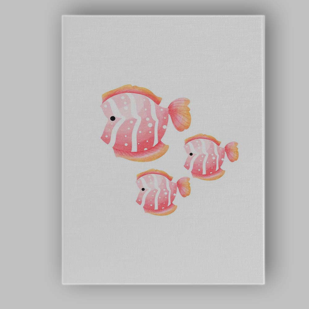 Pink Tropical Angelfish Family Watercolour Illustration Canvas Wall Art Print Decor Picture Ready to Hang