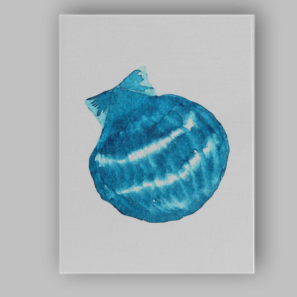 Blue Watercolour Scallop Shell Coastal Illustration Canvas Wall Art Print Decor Picture Ready to Hang