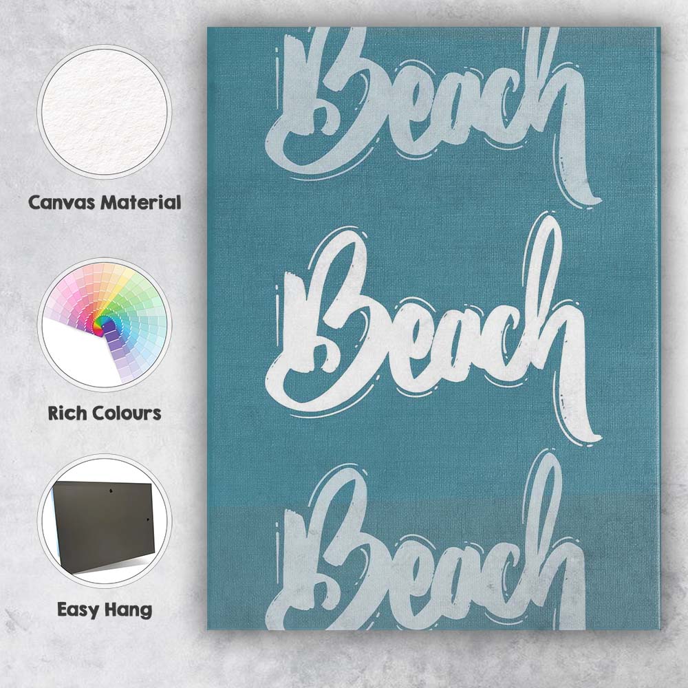 Modern Beach Typography Coastal Quote Design Canvas Wall Art Print Decor Picture Ready to Hang