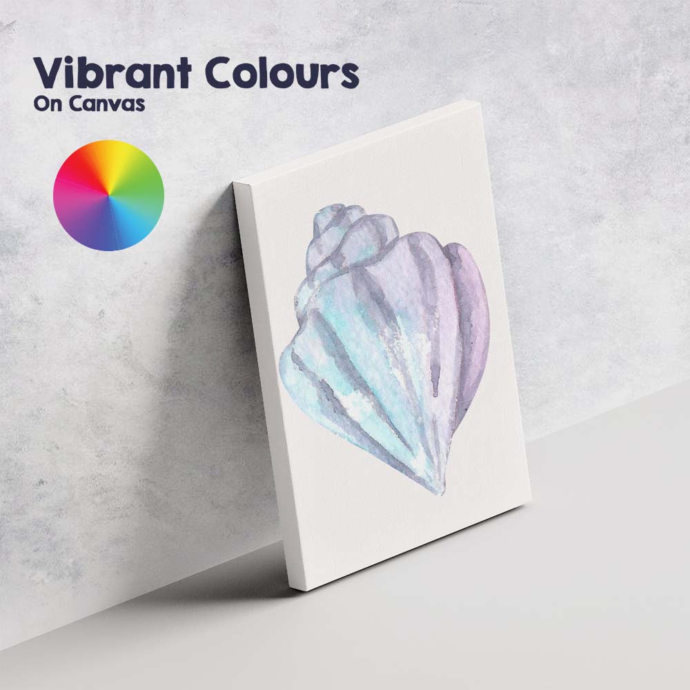 Pastel Blue Purple Watercolour Conch Shell Illustration Canvas Wall Art Print Decor Picture Ready to Hang