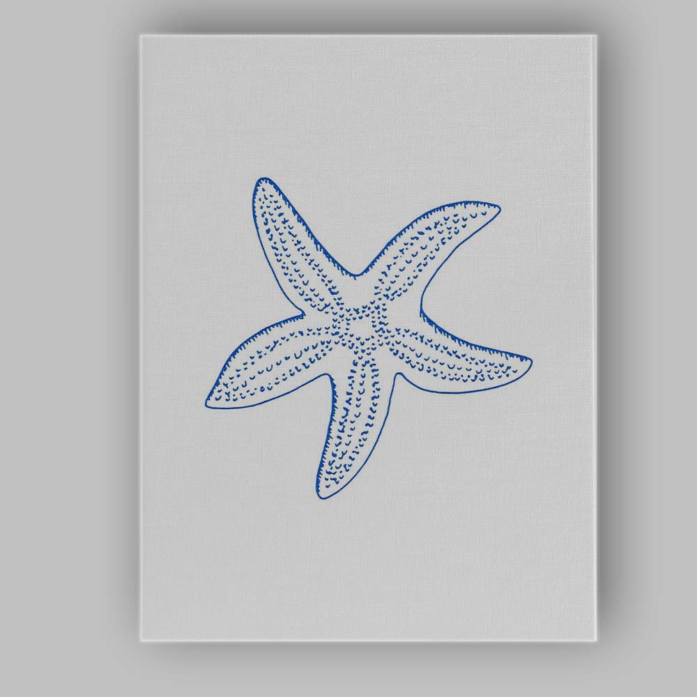 Minimalist Blue Starfish Coastal Line Drawing Canvas Wall Art Print Decor Picture Ready to Hang