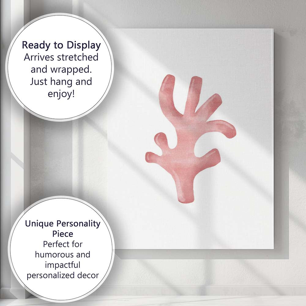 Soft Pink Coral Branch Watercolour Marine Illustration Canvas Wall Art Print Decor Picture Ready to Hang