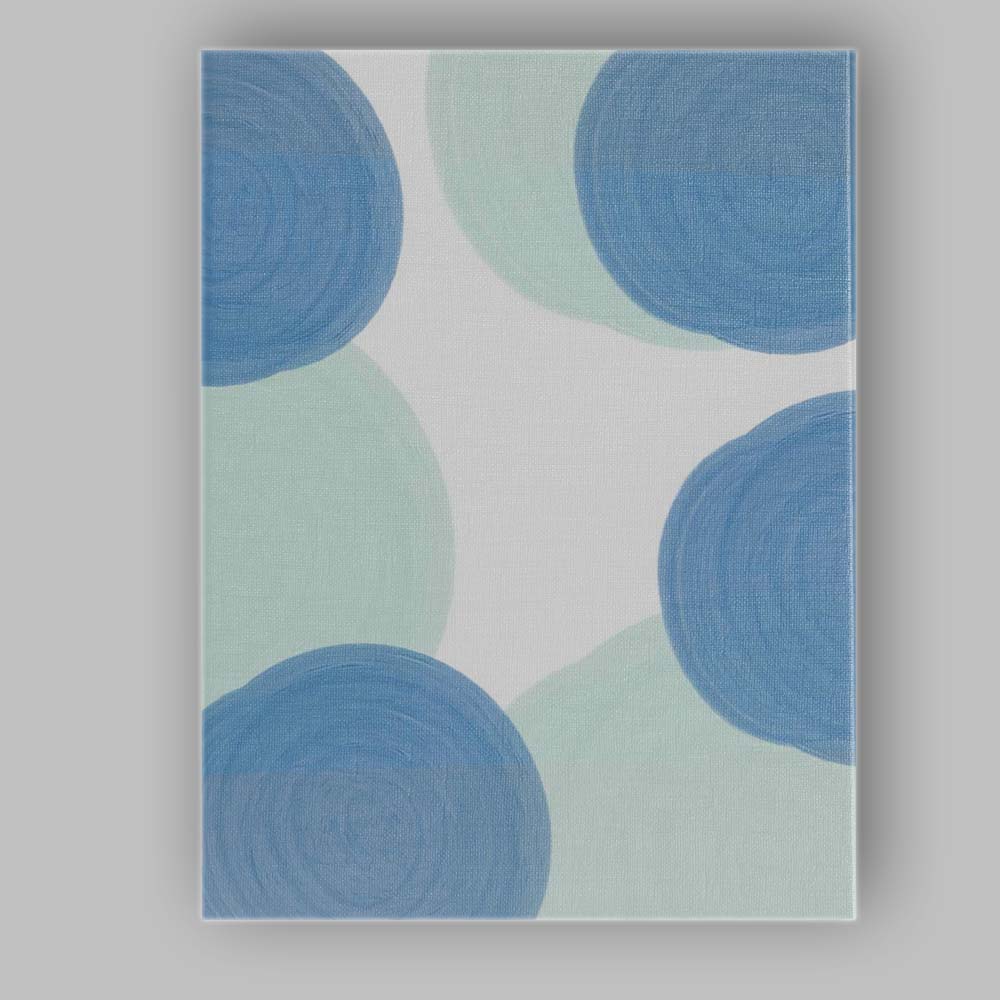 Modern Blue Aqua Abstract Painted Circle Pattern Canvas Wall Art Print Decor Picture Ready to Hang