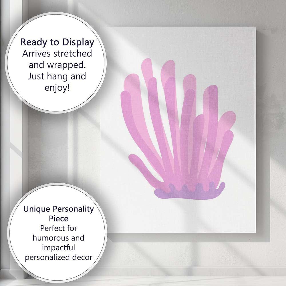 Pastel Pink Minimalist Sea Anemone Illustration Canvas Wall Art Print Decor Picture Ready to Hang