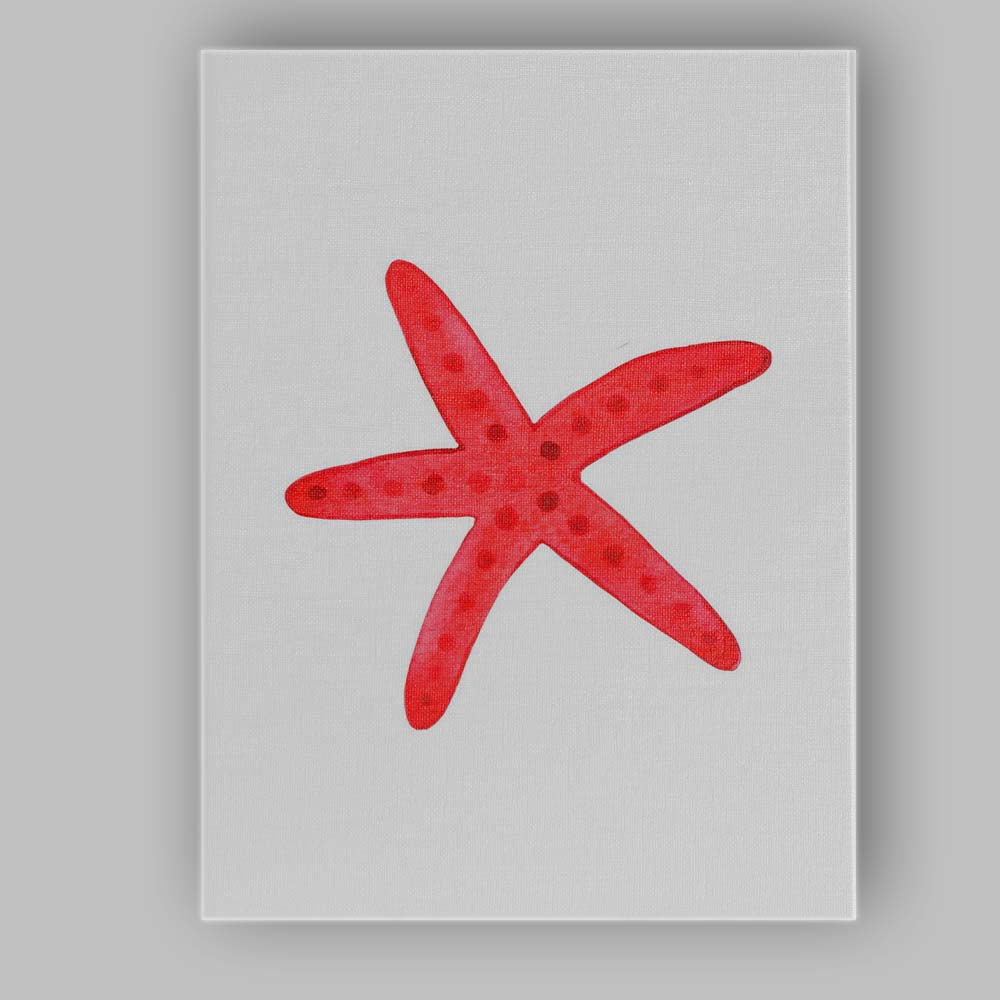 Vibrant Red Starfish Coastal Watercolour Illustration Canvas Wall Art Print Decor Picture Ready to Hang