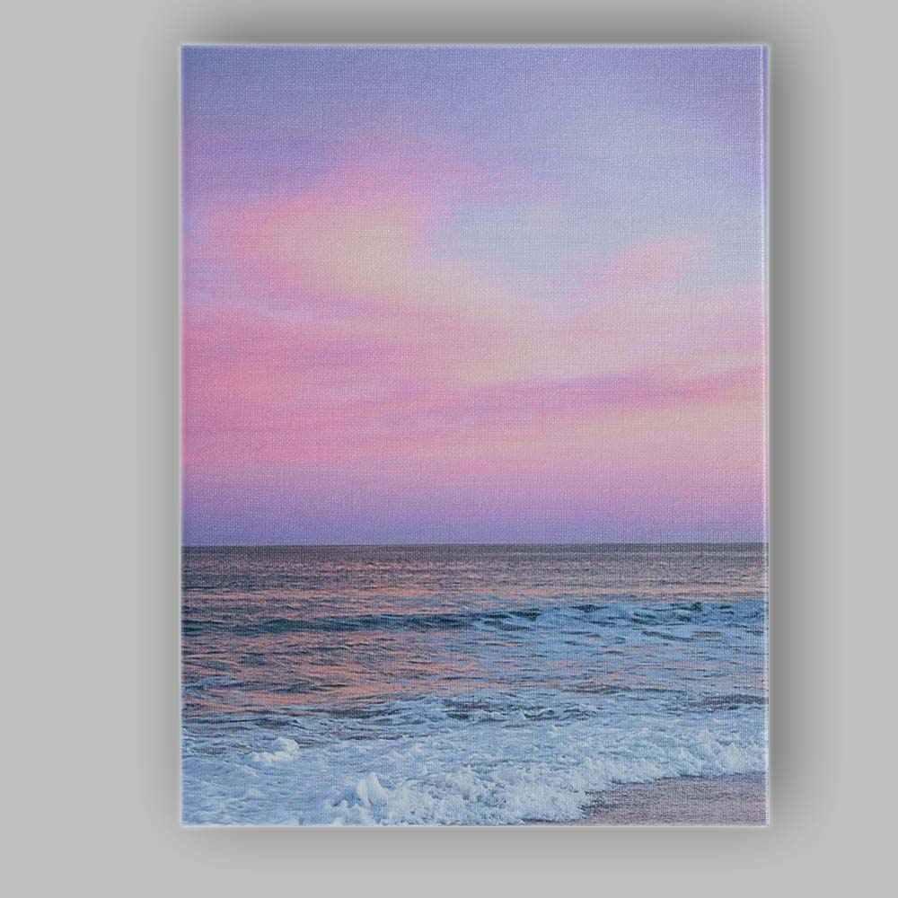 Pastel Pink Blue Ocean Sunset Seascape Photography Canvas Wall Art Print Decor Picture Ready to Hang