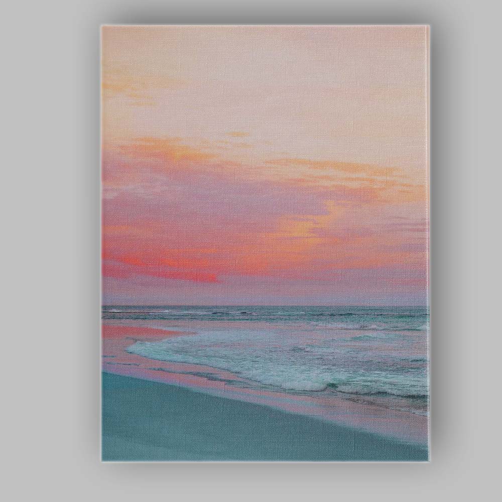 Pastel Pink Sunset Beach Seascape Coastal Photography Canvas Wall Art Print Decor Picture Ready to Hang