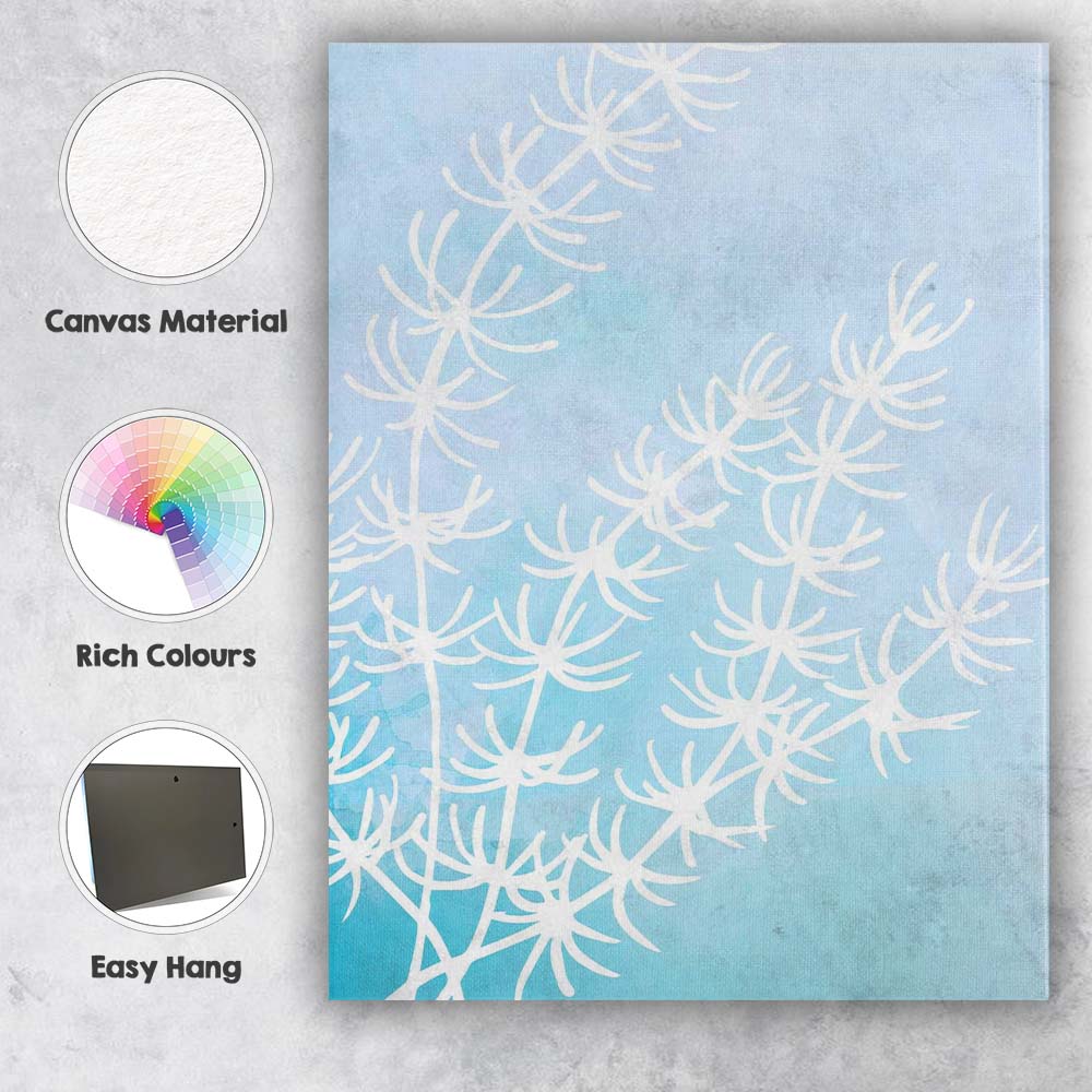 Light Blue Coastal Seaweed Silhouette Watercolour Canvas Wall Art Print Decor Picture Ready to Hang