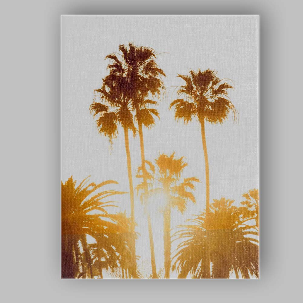 Golden Sunset Palm Trees Tropical Paradise Photography Canvas Wall Art Print Decor Picture Ready to Hang