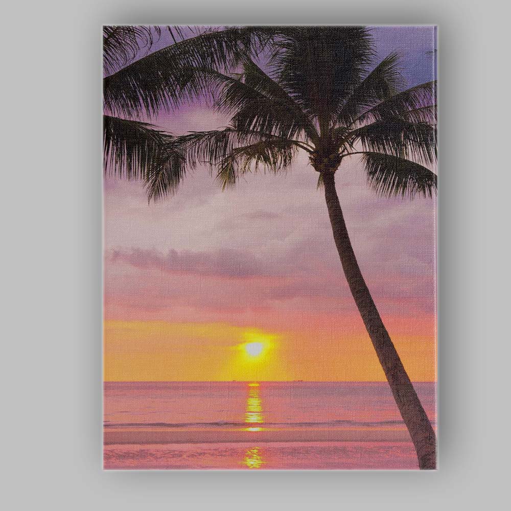 Tropical Palm Tree Sunset Beach Seascape Photography Canvas Wall Art Print Decor Picture Ready to Hang