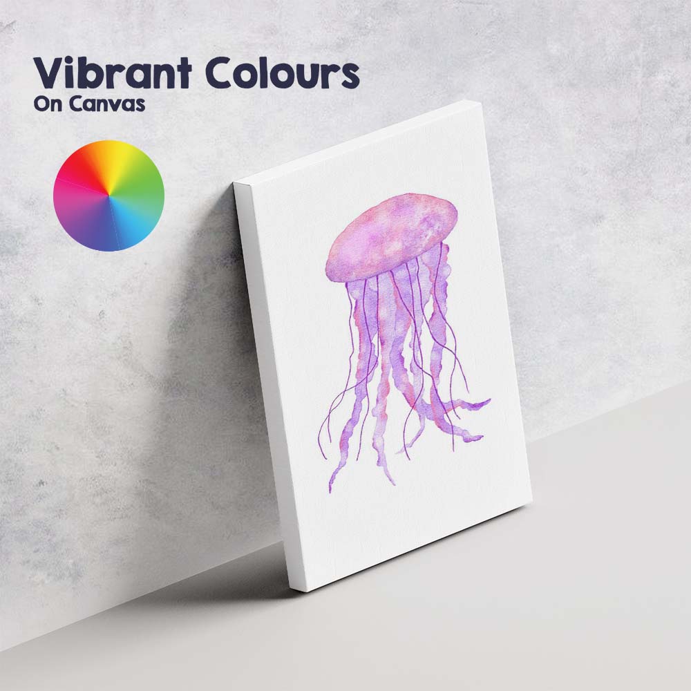 Pink Purple Watercolour Jellyfish Ocean Life Illustration Canvas Wall Art Print Decor Picture Ready to Hang