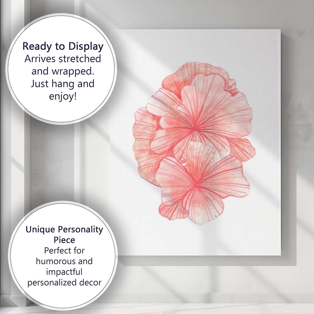 Coral Pink Watercolour Seashell Collection Coastal Illustration Canvas Wall Art Print Decor Picture Ready to Hang