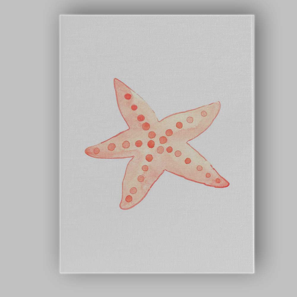Soft Coral Pink Watercolour Starfish Coastal Marine Illustration Canvas Wall Art Print Decor Picture Ready to Hang