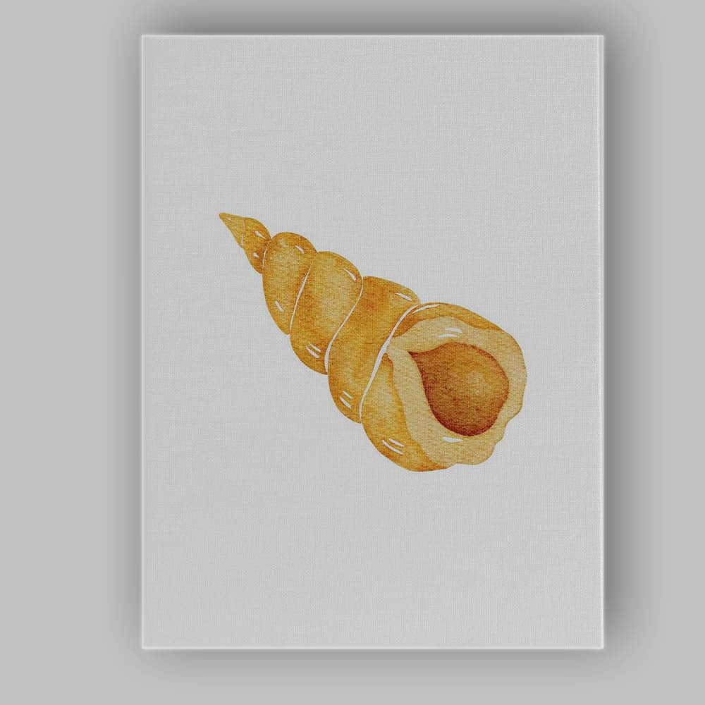 Golden Spiral Seashell Watercolour Coastal Marine Illustration Canvas Wall Art Print Decor Picture Ready to Hang