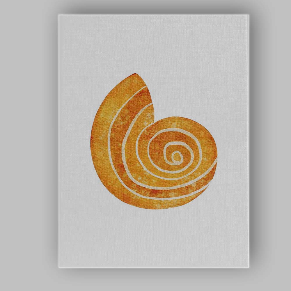 Golden Nautilus Spiral Seashell Watercolour Coastal Illustration Canvas Wall Art Print Decor Picture Ready to Hang