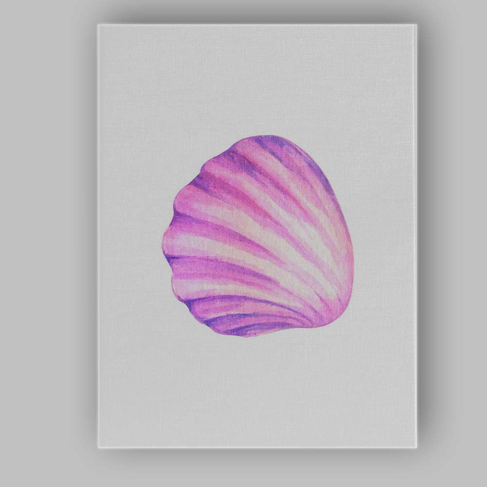 Pink Purple Scallop Seashell Watercolour Coastal Marine Illustration Canvas Wall Art Print Decor Picture Ready to Hang