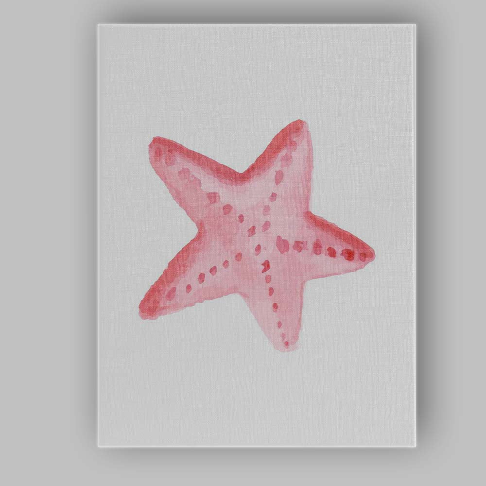 Pink Watercolour Starfish Coastal Marine Illustration Canvas Wall Art Print Decor Picture Ready to Hang