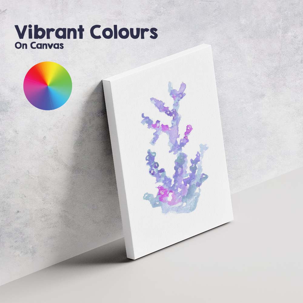 Purple Blue Watercolour Coral Reef Marine Illustration Canvas Wall Art Print Decor Picture Ready to Hang