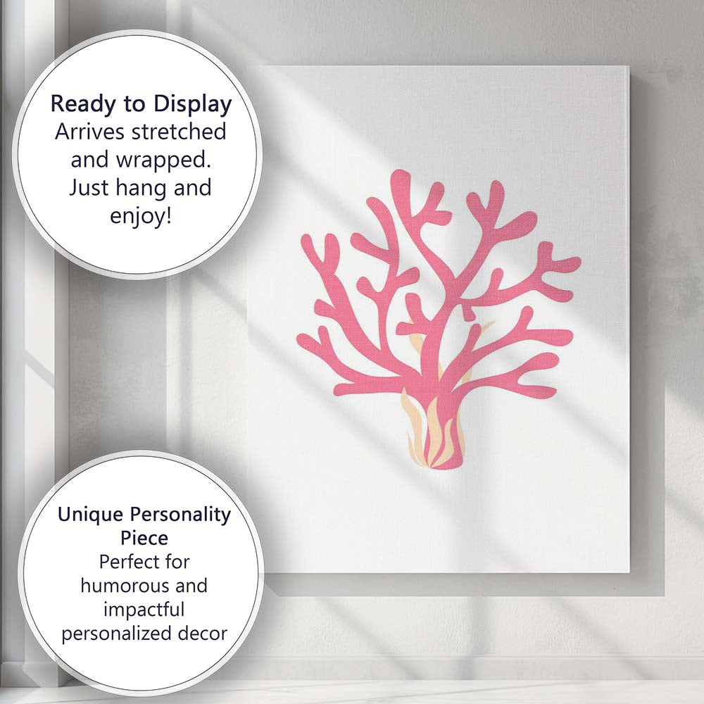 Pink Sea Coral Marine Coastal Illustration Canvas Wall Art Print Decor Picture Ready to Hang
