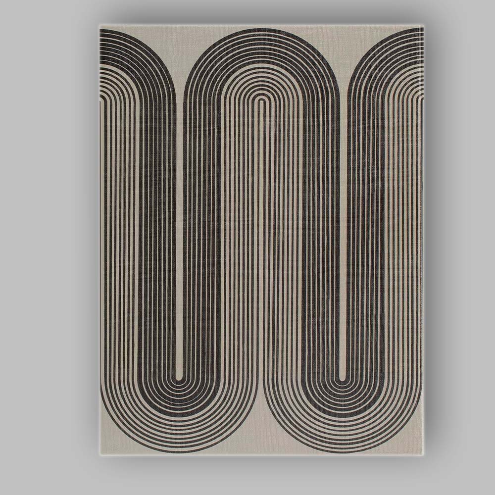 Black White Retro Geometric Arch Line Pattern Canvas Wall Art Print Decor Picture Ready to Hang