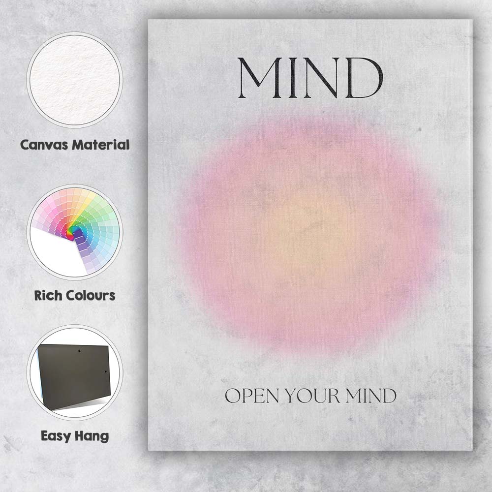 Minimal Mind Wellness Typography Gradient Poster Canvas Wall Art Print Decor Picture Ready to Hang
