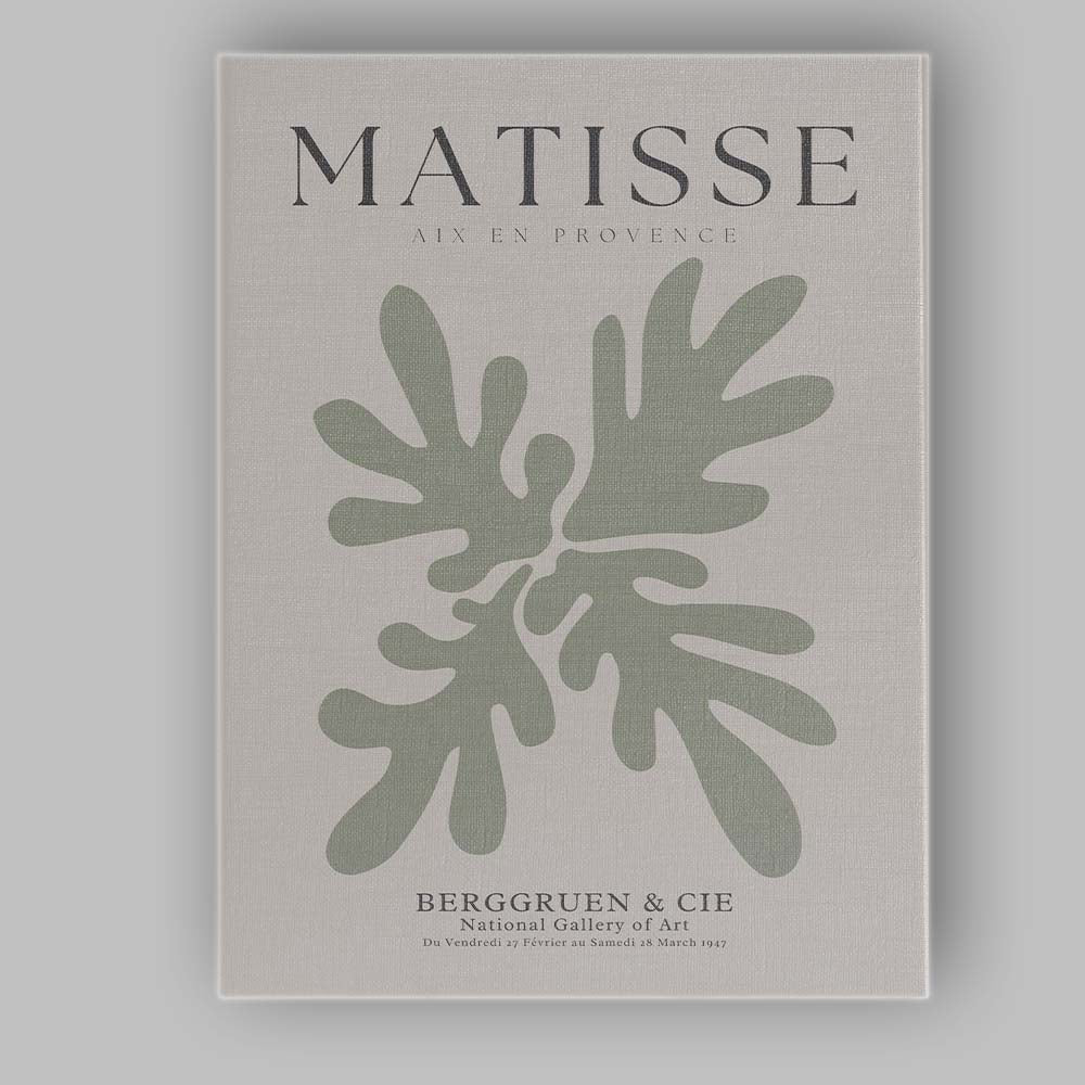 Sage Green Henri Matisse Botanical Leaf Cut Out Exhibition Poster Canvas Wall Art Print Decor Picture Ready to Hang