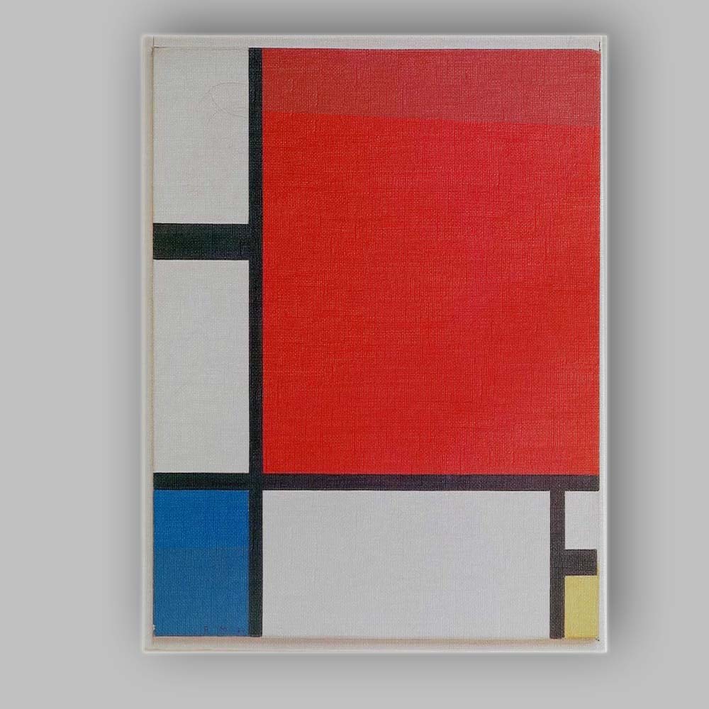 Abstract Red Blue Yellow Geometric Grid Minimalist De Stijl Canvas Wall Art Print Decor Picture Ready to Hang