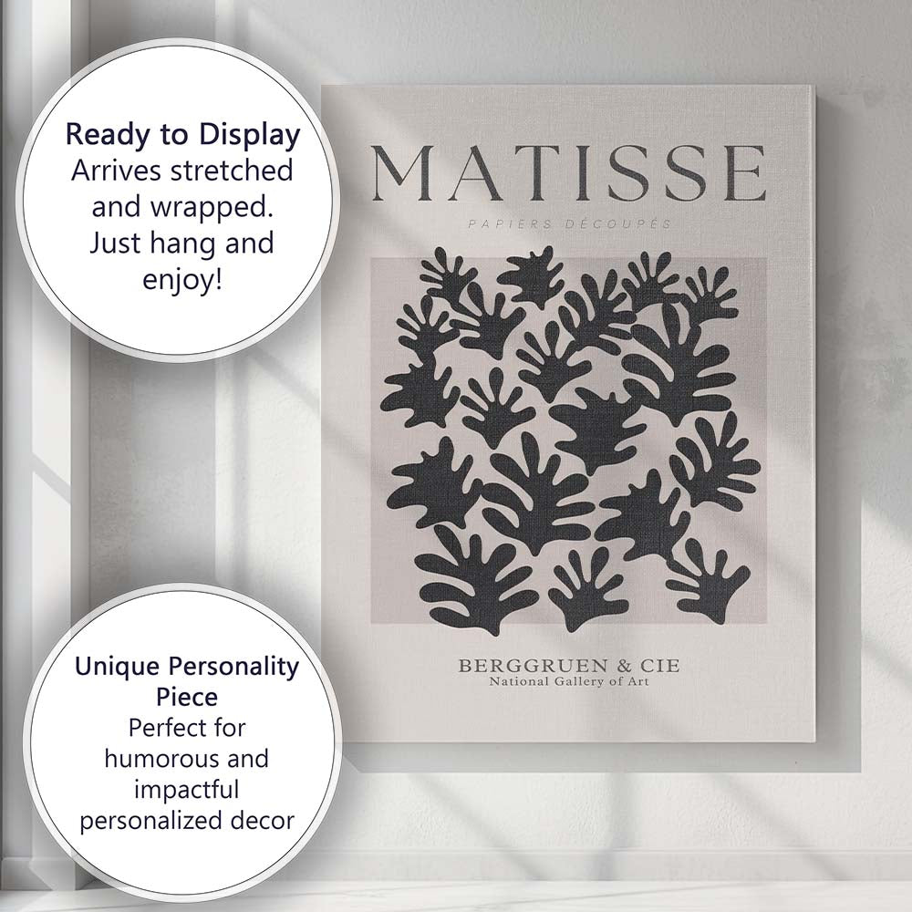 Neutral Beige Matisse Cut Out Botanical Exhibition Poster Canvas Wall Art Print Decor Picture Ready to Hang