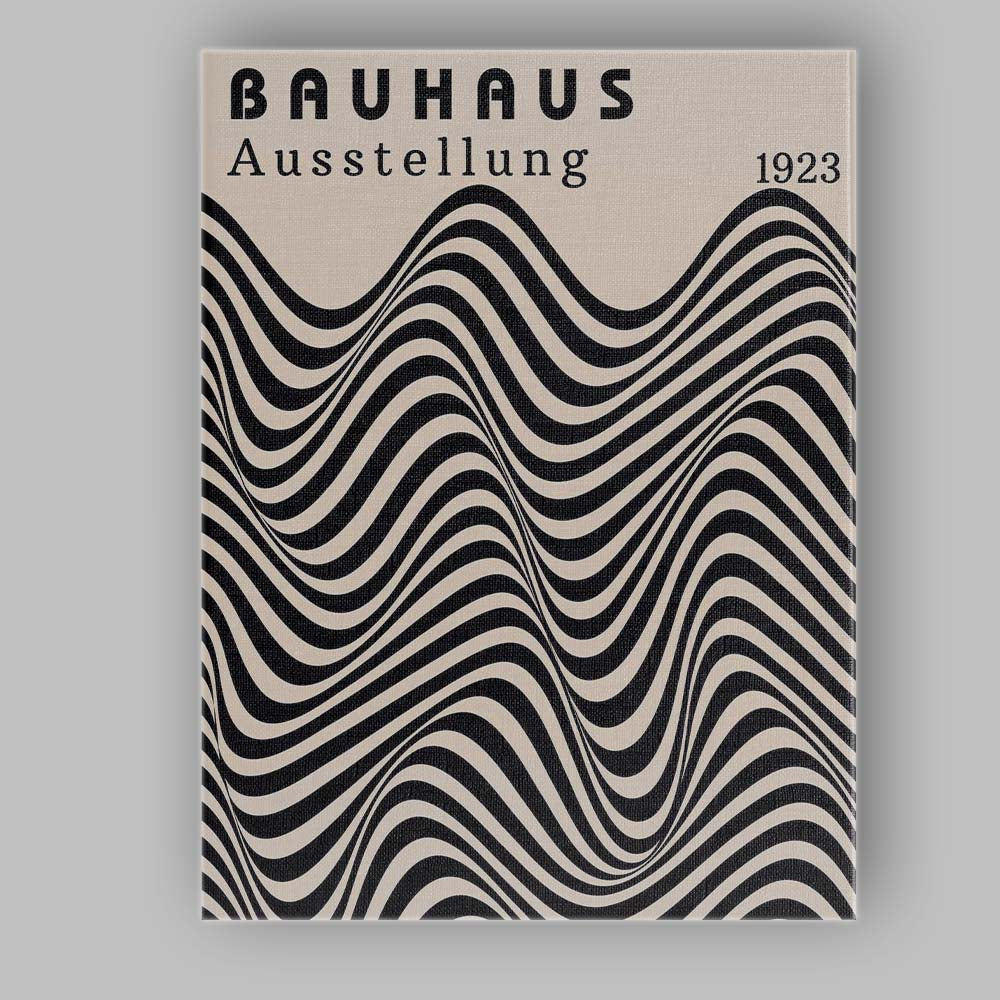 Black Cream Bauhaus Wavy Abstract Typography Poster Canvas Wall Art Print Decor Picture Ready to Hang