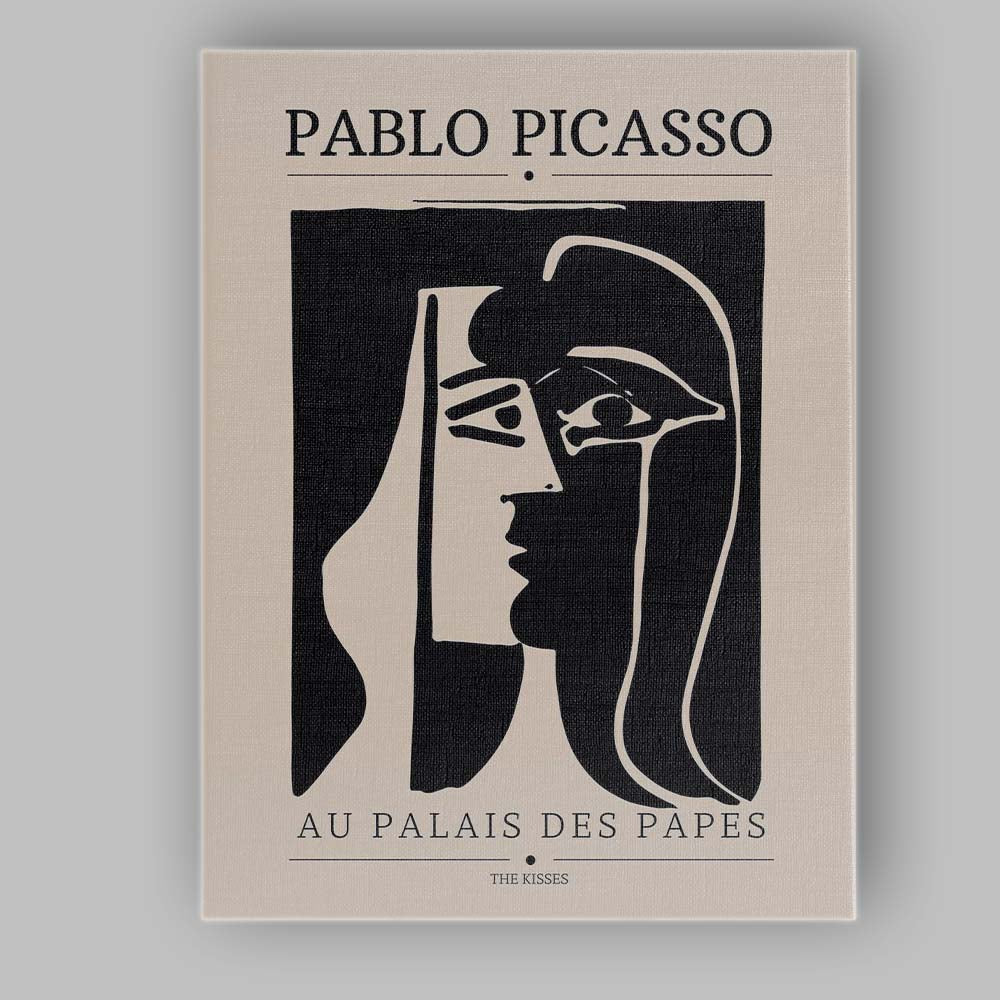 Monochrome Picasso Cubist Face Minimalist Exhibition Poster Canvas Wall Art Print Decor Picture Ready to Hang