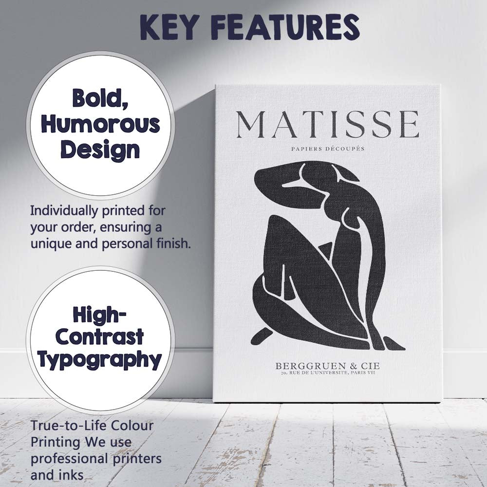 Grey Beige Matisse Abstract Seated Figure Gallery Poster Canvas Wall Art Print Decor Picture Ready to Hang