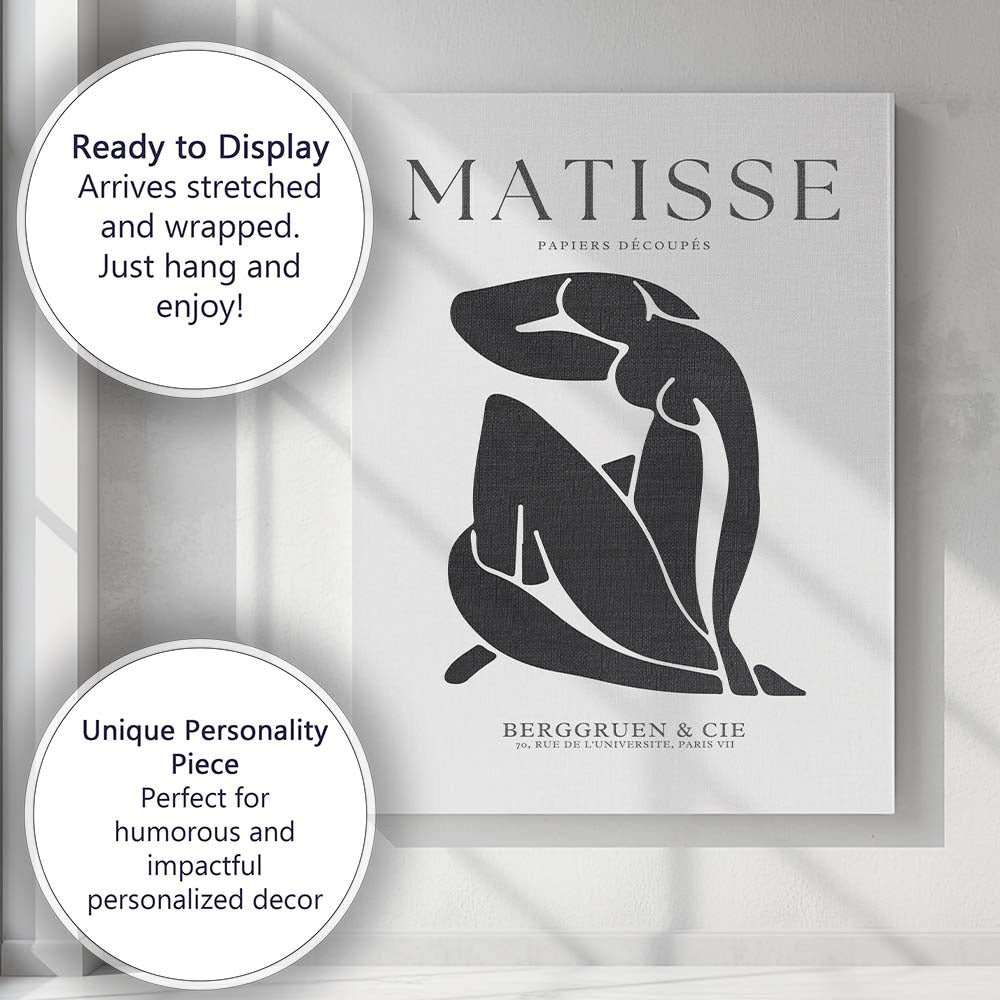 Grey Beige Matisse Abstract Seated Figure Gallery Poster Canvas Wall Art Print Decor Picture Ready to Hang