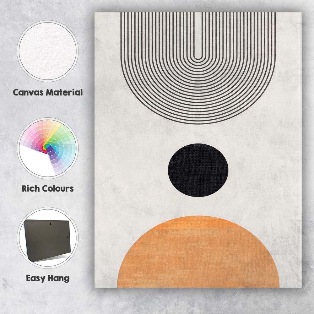 Mid Century Geometric Arch Circle Minimalist Abstract Canvas Wall Art Print Decor Picture Ready to Hang