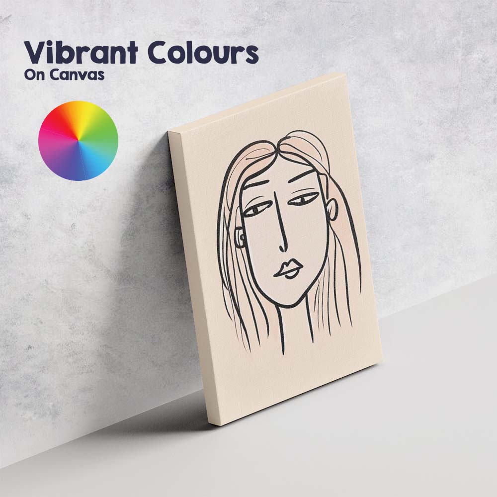 Minimalist Continuous Line Female Portrait Abstract Face Canvas Wall Art Print Decor Picture Ready to Hang